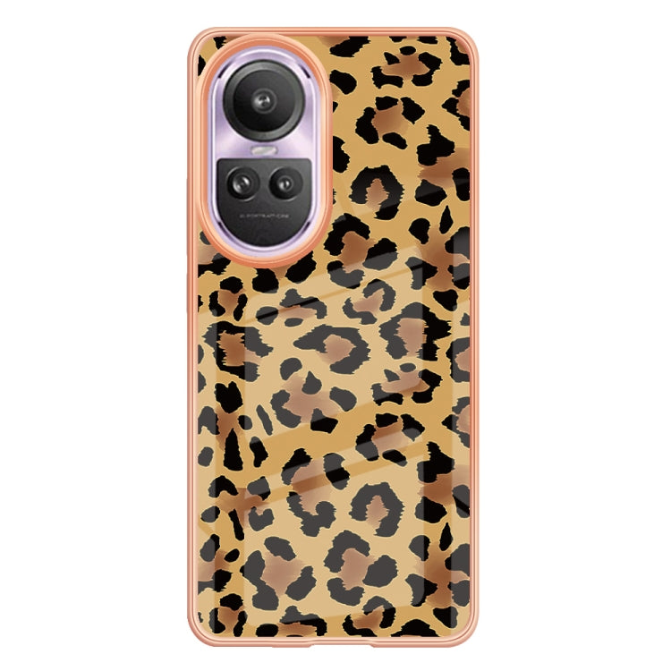For OPPO Reno10 Pro 5G Global Electroplating Marble Dual-side IMD Phone Case(Leopard Print)