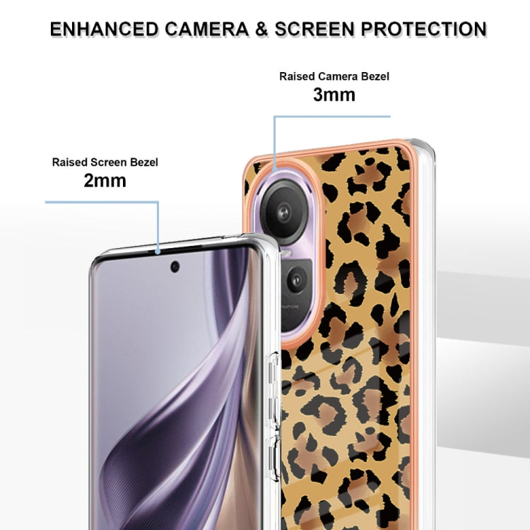 For OPPO Reno10 Pro 5G Global Electroplating Marble Dual-side IMD Phone Case(Leopard Print)