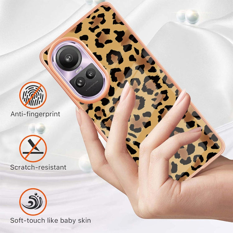 For OPPO Reno10 Pro 5G Global Electroplating Marble Dual-side IMD Phone Case(Leopard Print)