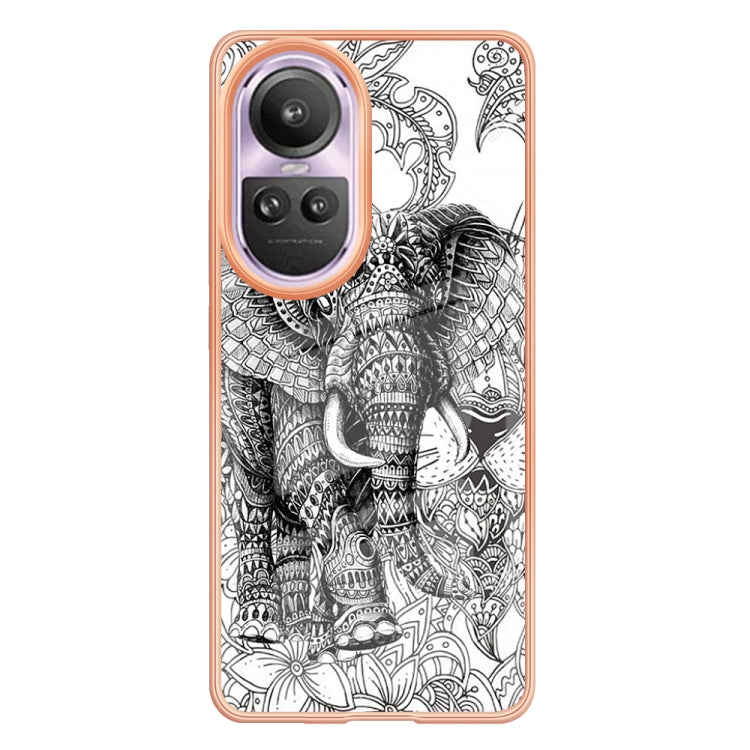 For OPPO Reno10 Pro 5G Global Electroplating Marble Dual-side IMD Phone Case(Totem Elephant)