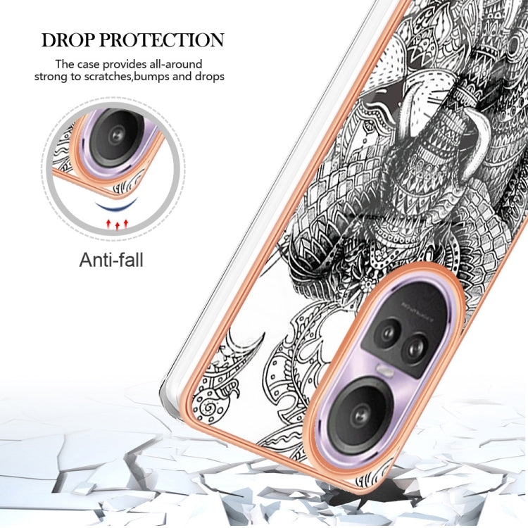 For OPPO Reno10 Pro 5G Global Electroplating Marble Dual-side IMD Phone Case(Totem Elephant)