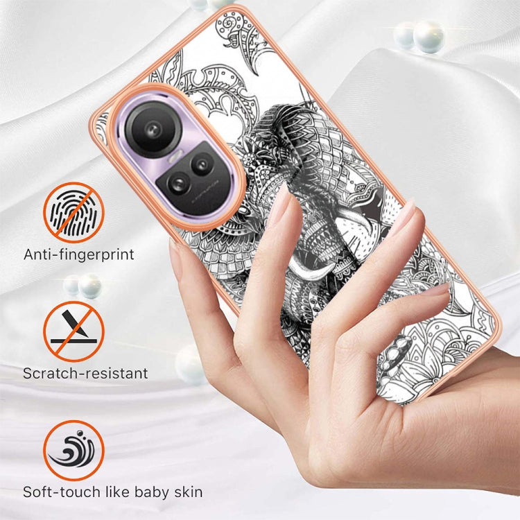 For OPPO Reno10 Pro 5G Global Electroplating Marble Dual-side IMD Phone Case(Totem Elephant)