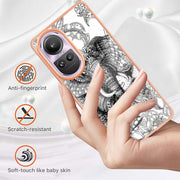 For OPPO Reno10 Pro 5G Global Electroplating Marble Dual-side IMD Phone Case(Totem Elephant)