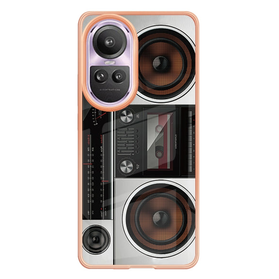 For OPPO Reno10 Pro 5G Global Electroplating Marble Dual-side IMD Phone Case(Retro Radio)