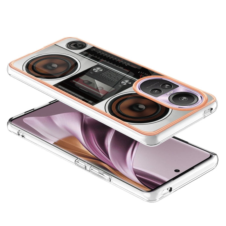 For OPPO Reno10 Pro 5G Global Electroplating Marble Dual-side IMD Phone Case(Retro Radio)