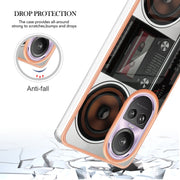For OPPO Reno10 Pro 5G Global Electroplating Marble Dual-side IMD Phone Case(Retro Radio)