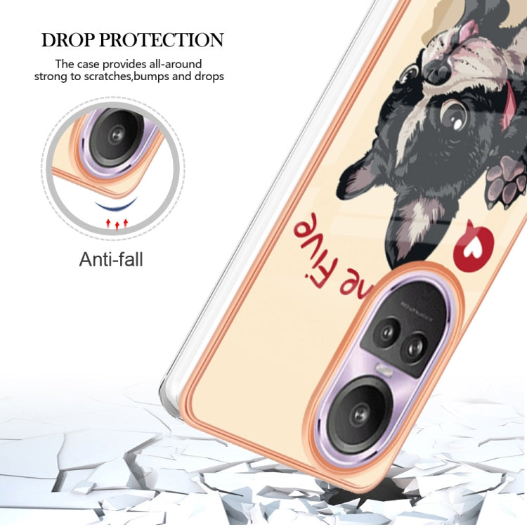 For OPPO Reno10 Pro 5G Global Electroplating Marble Dual-side IMD Phone Case(Lucky Dog)