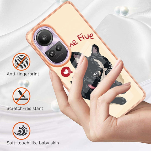 For OPPO Reno10 Pro 5G Global Electroplating Marble Dual-side IMD Phone Case(Lucky Dog)