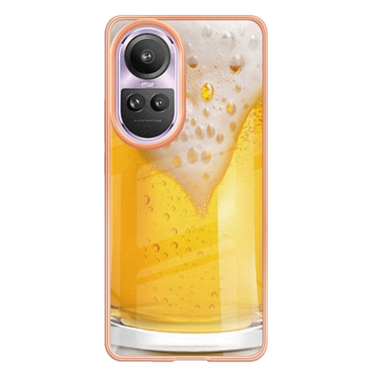 For OPPO Reno10 Pro 5G Global Electroplating Marble Dual-side IMD Phone Case(Draft Beer)