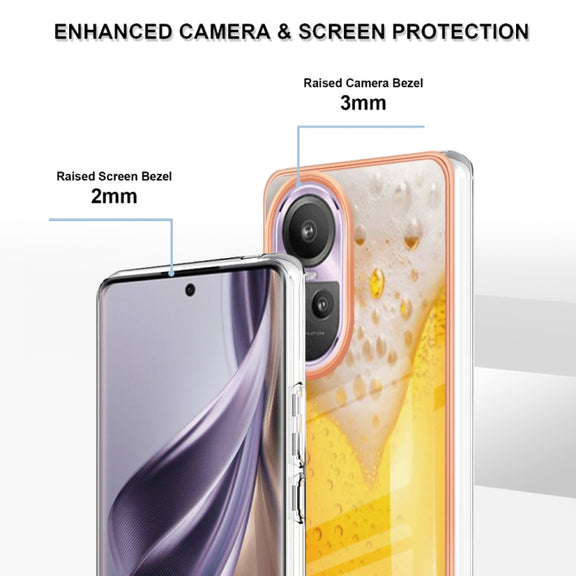 For OPPO Reno10 Pro 5G Global Electroplating Marble Dual-side IMD Phone Case(Draft Beer)