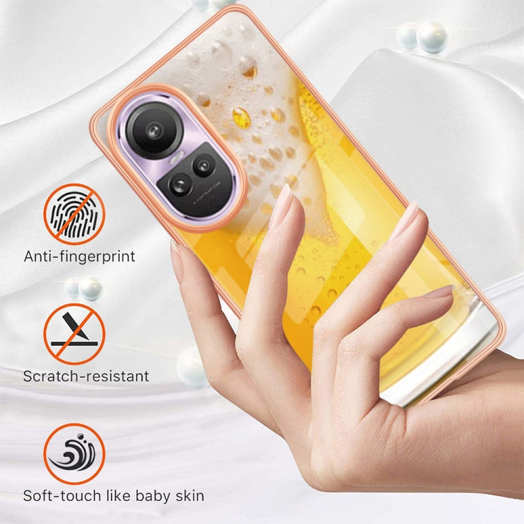 For OPPO Reno10 Pro 5G Global Electroplating Marble Dual-side IMD Phone Case(Draft Beer)