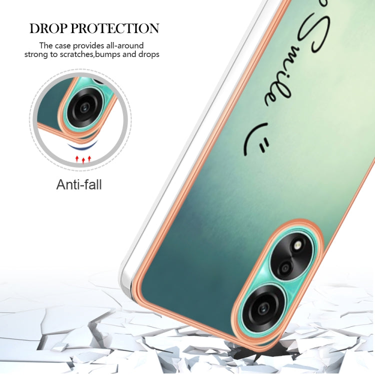 For OPPO A78 4G Electroplating Marble Dual-side IMD Phone Case(Smile)