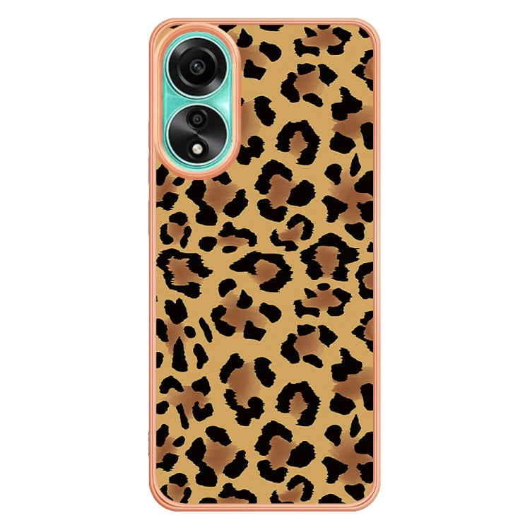 For OPPO A78 4G Electroplating Marble Dual-side IMD Phone Case(Leopard Print)