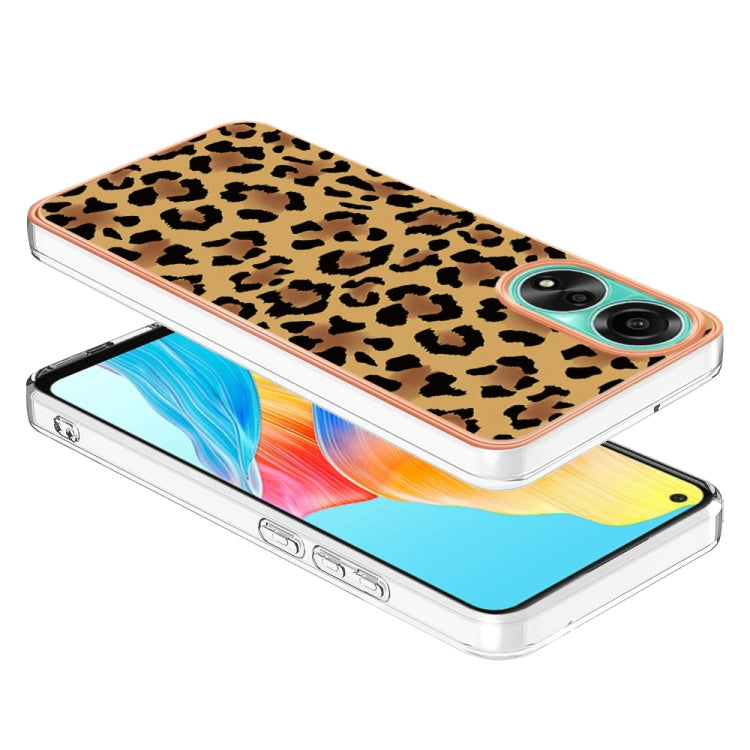 For OPPO A78 4G Electroplating Marble Dual-side IMD Phone Case(Leopard Print)