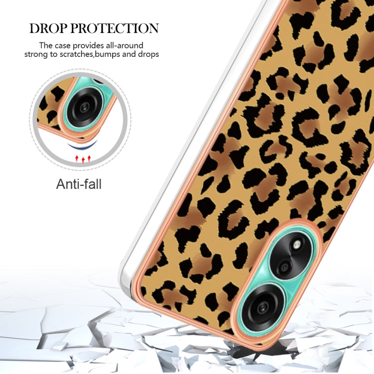 For OPPO A78 4G Electroplating Marble Dual-side IMD Phone Case(Leopard Print)