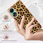 For OPPO A78 4G Electroplating Marble Dual-side IMD Phone Case(Leopard Print)