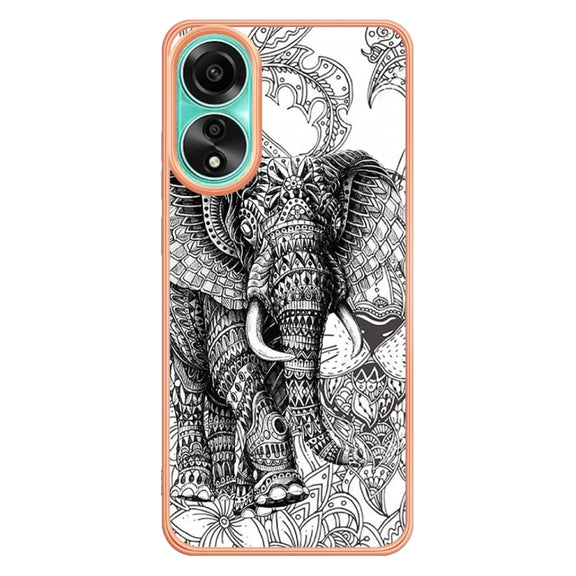 For OPPO A78 4G Electroplating Marble Dual-side IMD Phone Case(Totem Elephant)