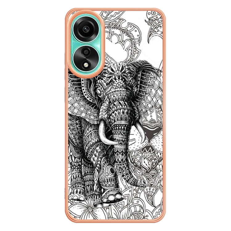 For OPPO A78 4G Electroplating Marble Dual-side IMD Phone Case(Totem Elephant)