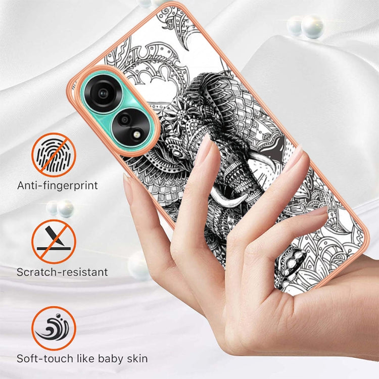 For OPPO A78 4G Electroplating Marble Dual-side IMD Phone Case(Totem Elephant)