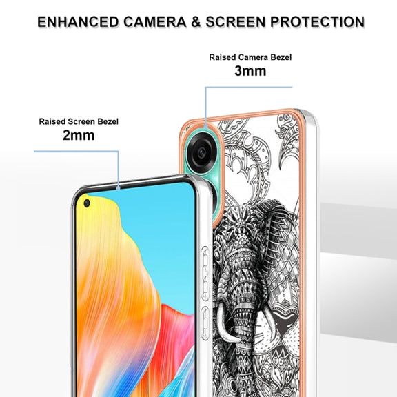 For OPPO A78 4G Electroplating Marble Dual-side IMD Phone Case(Totem Elephant)