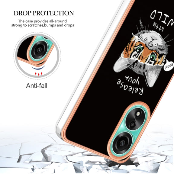 For OPPO A78 4G Electroplating Marble Dual-side IMD Phone Case(Natural Growth)