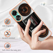 For OPPO A78 4G Electroplating Marble Dual-side IMD Phone Case(Retro Radio)