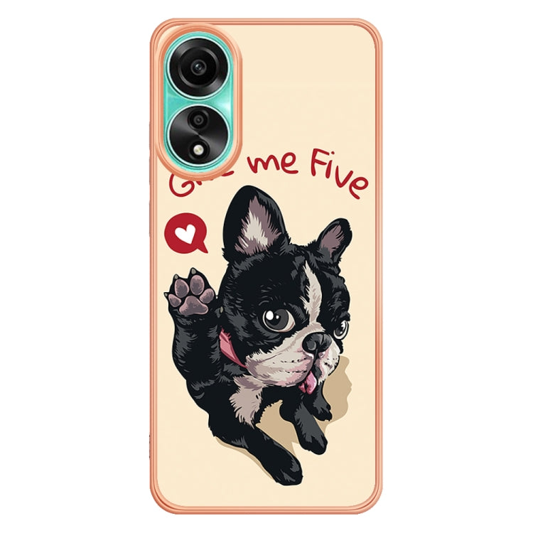 For OPPO A78 4G Electroplating Marble Dual-side IMD Phone Case(Lucky Dog)