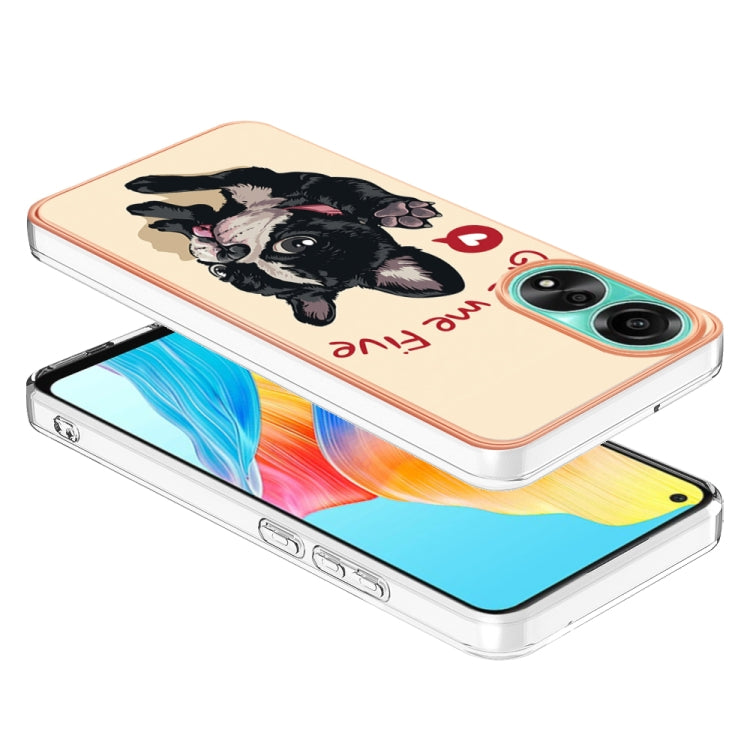 For OPPO A78 4G Electroplating Marble Dual-side IMD Phone Case(Lucky Dog)