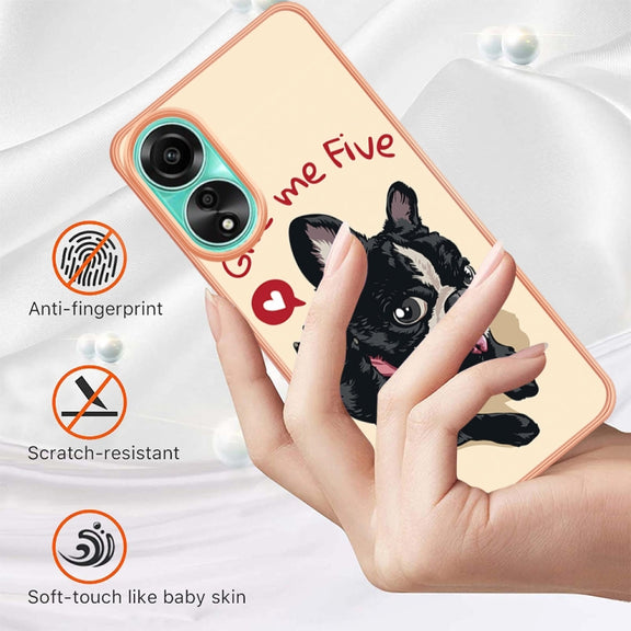 For OPPO A78 4G Electroplating Marble Dual-side IMD Phone Case(Lucky Dog)