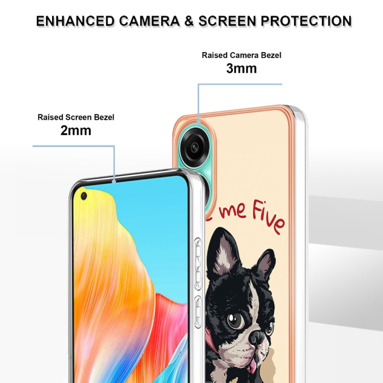 For OPPO A78 4G Electroplating Marble Dual-side IMD Phone Case(Lucky Dog)