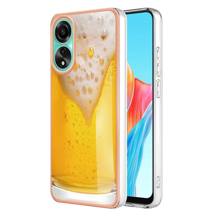 For OPPO A78 4G Electroplating Marble Dual-side IMD Phone Case(Draft Beer)