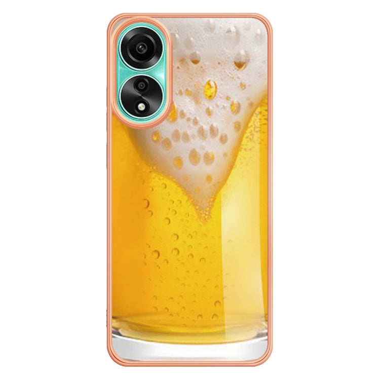 For OPPO A78 4G Electroplating Marble Dual-side IMD Phone Case(Draft Beer)