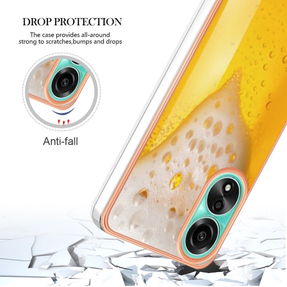 For OPPO A78 4G Electroplating Marble Dual-side IMD Phone Case(Draft Beer)