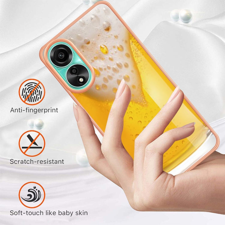 For OPPO A78 4G Electroplating Marble Dual-side IMD Phone Case(Draft Beer)