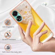 For OPPO A78 4G Electroplating Marble Dual-side IMD Phone Case(Draft Beer)
