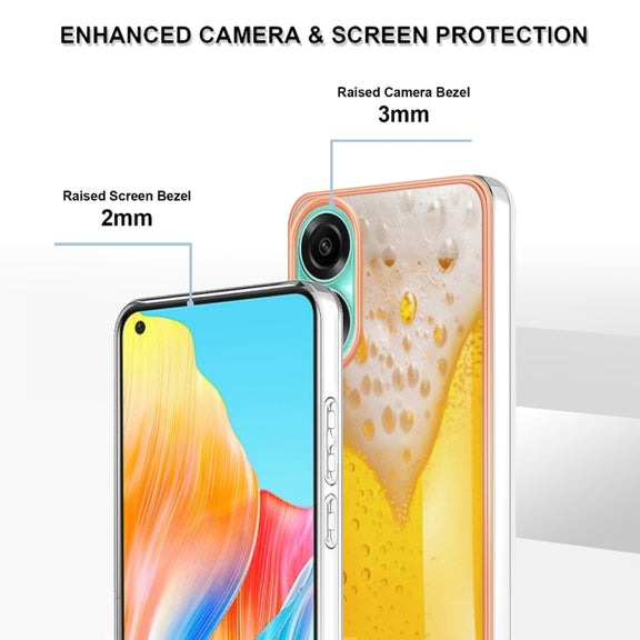 For OPPO A78 4G Electroplating Marble Dual-side IMD Phone Case(Draft Beer)