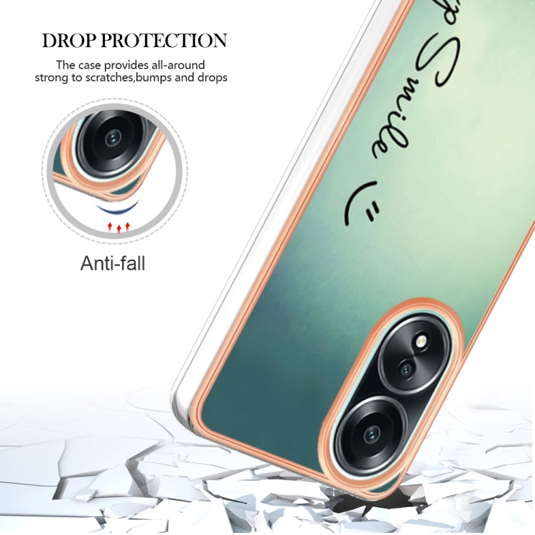 For OPPO A58 4G Electroplating Marble Dual-side IMD Phone Case(Smile)