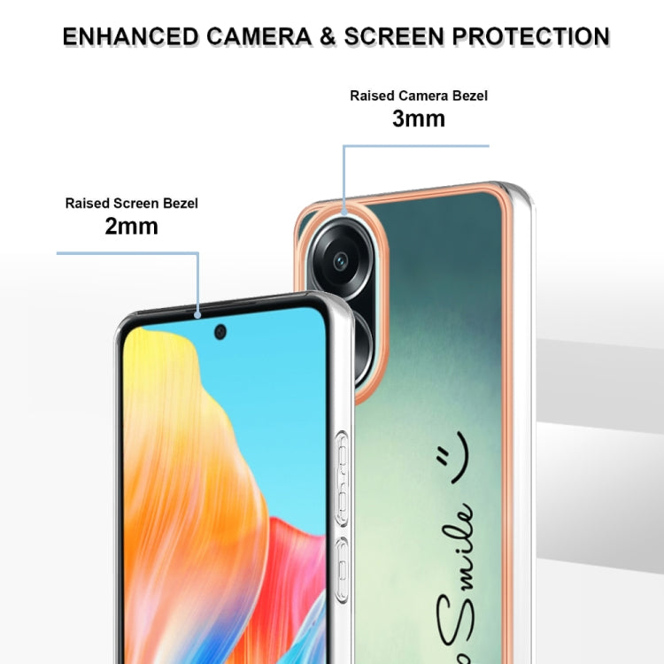 For OPPO A58 4G Electroplating Marble Dual-side IMD Phone Case(Smile)