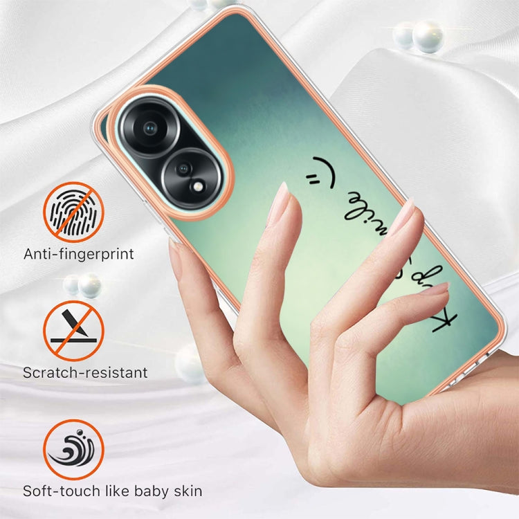 For OPPO A58 4G Electroplating Marble Dual-side IMD Phone Case(Smile)