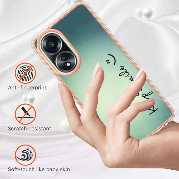 For OPPO A58 4G Electroplating Marble Dual-side IMD Phone Case(Smile)