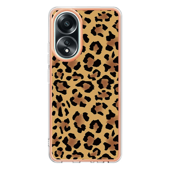 For OPPO A58 4G Electroplating Marble Dual-side IMD Phone Case(Leopard Print)
