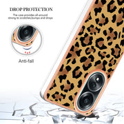 For OPPO A58 4G Electroplating Marble Dual-side IMD Phone Case(Leopard Print)