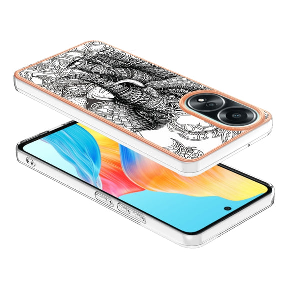 For OPPO A58 4G Electroplating Marble Dual-side IMD Phone Case(Totem Elephant)