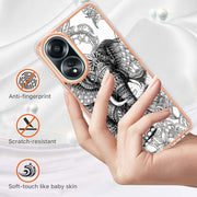 For OPPO A58 4G Electroplating Marble Dual-side IMD Phone Case(Totem Elephant)