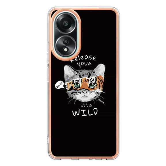 For OPPO A58 4G Electroplating Marble Dual-side IMD Phone Case(Natural Growth)
