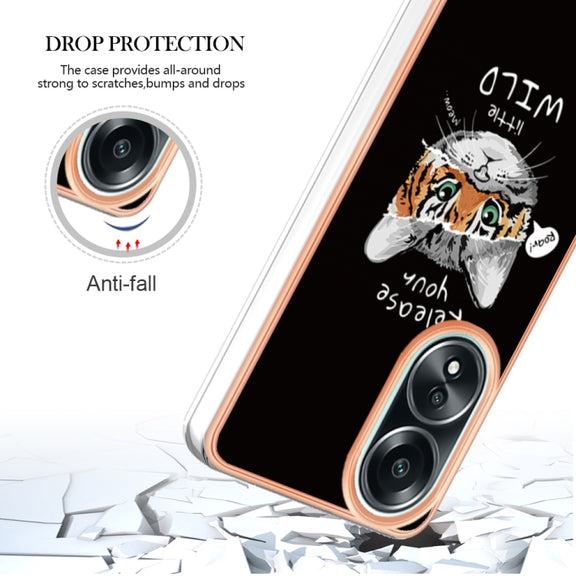 For OPPO A58 4G Electroplating Marble Dual-side IMD Phone Case(Natural Growth)