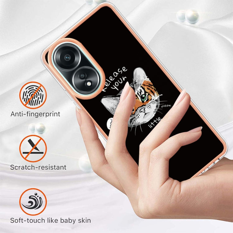 For OPPO A58 4G Electroplating Marble Dual-side IMD Phone Case(Natural Growth)