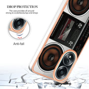 For OPPO A58 4G Electroplating Marble Dual-side IMD Phone Case(Retro Radio)