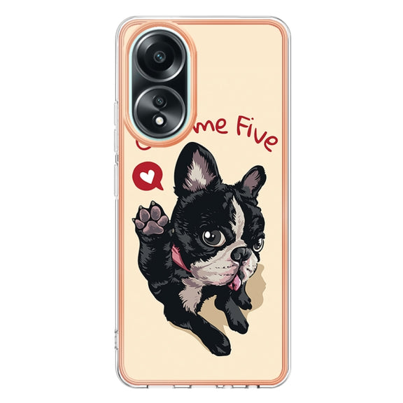 For OPPO A58 4G Electroplating Marble Dual-side IMD Phone Case(Lucky Dog)