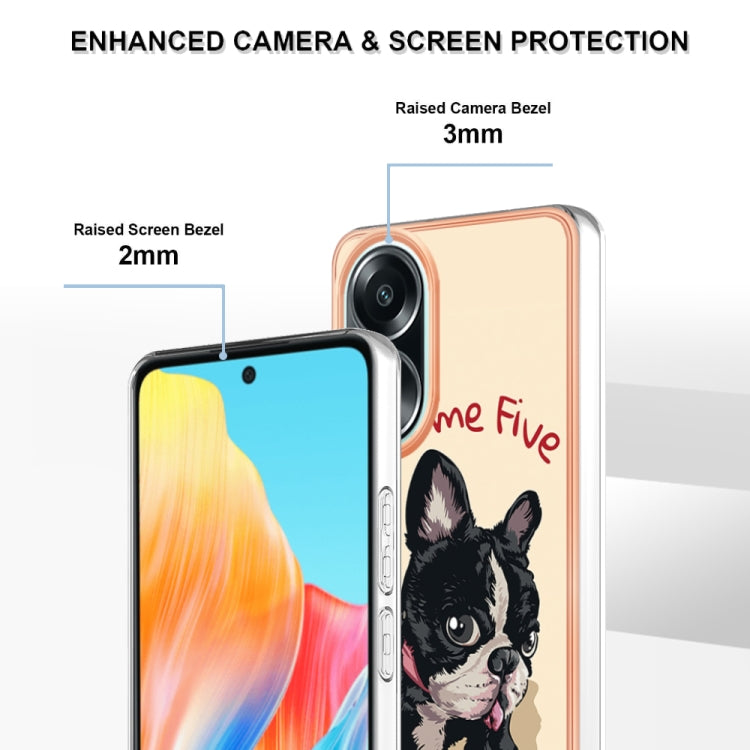 For OPPO A58 4G Electroplating Marble Dual-side IMD Phone Case(Lucky Dog)